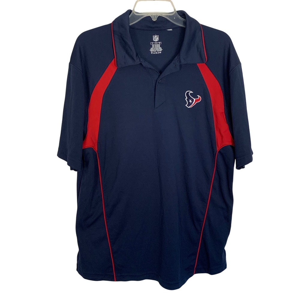 Reebok NFL Houston Texans Polo Shirt Mens Large NavyRed Performance Short Sleeve